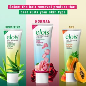 Elois Depilatory Cream for Sensitive Areas with Rose, Aloe Vera & Papaya | Cream Hair Remover for Women | 100g (Pack of 1 & 3)